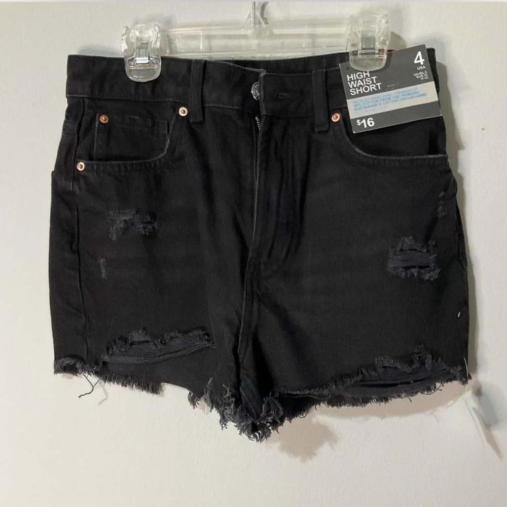 Black denim shorts